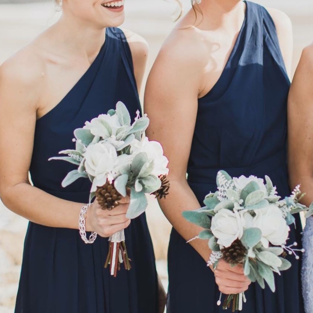 Dark blue one shoulder bridesmaid dress